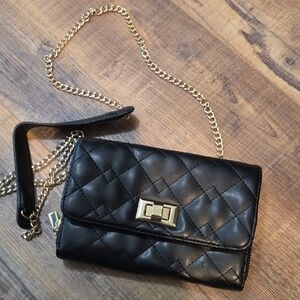 Mossimo Supply Co. Black Quilted Clutch with Gold Chain